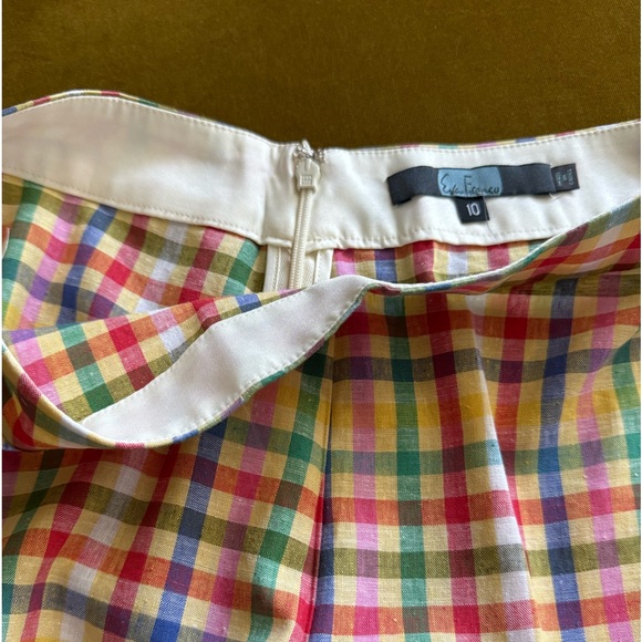 Anthropologie Eva Franco Plaid High Waisted Linen Wide Leg Pants - Picture 5 of 7